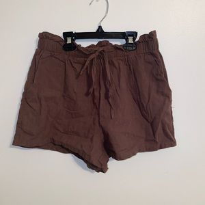 shein brown tie shorts